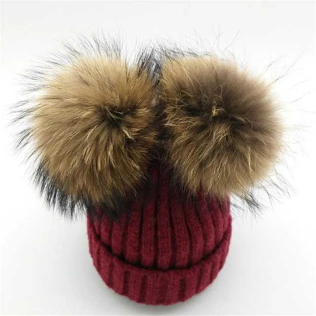 Mink Fur Pompom Hat
