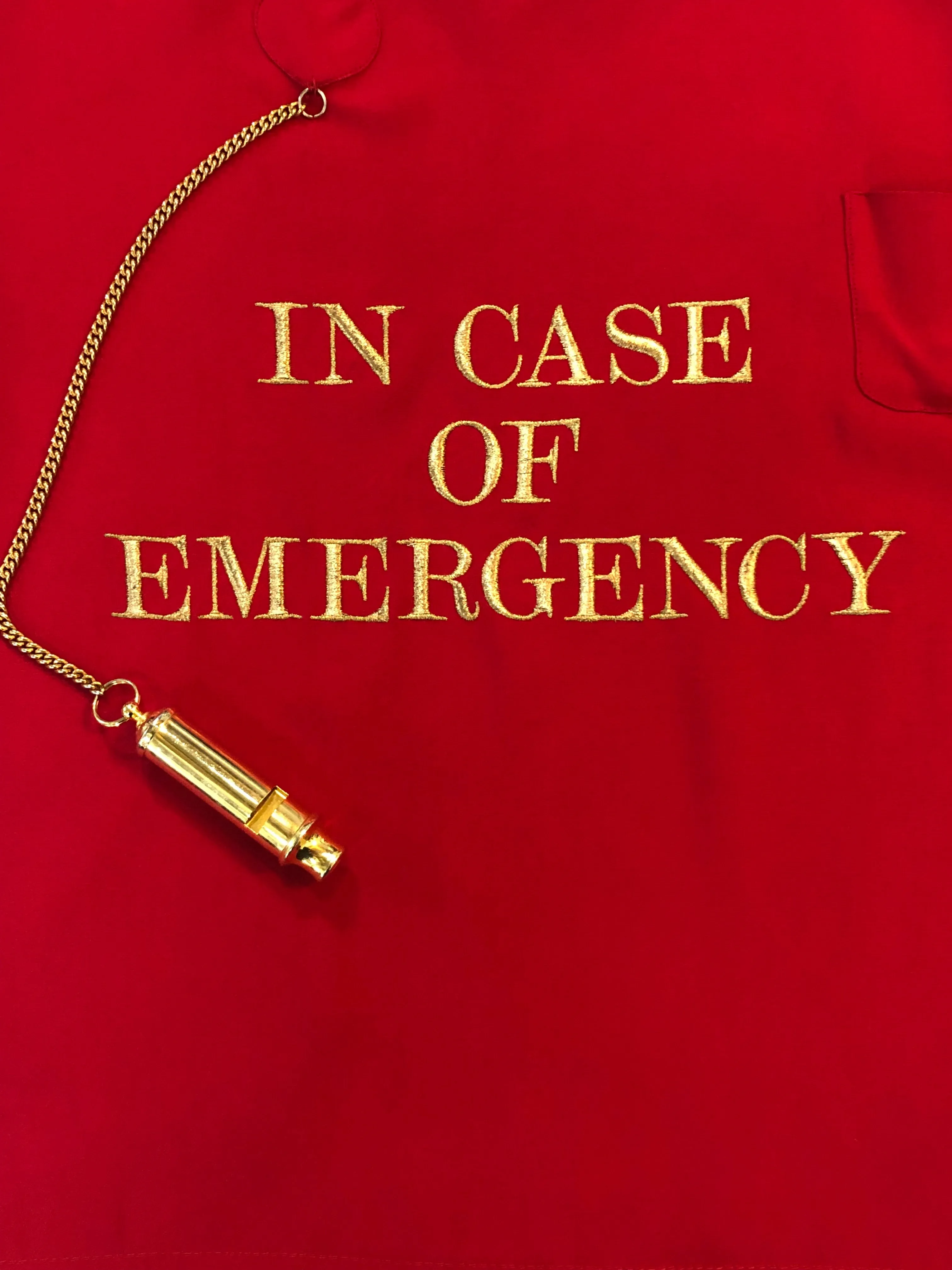 Moschino 80s Fire Engine Red In Case of Emergency Blouse