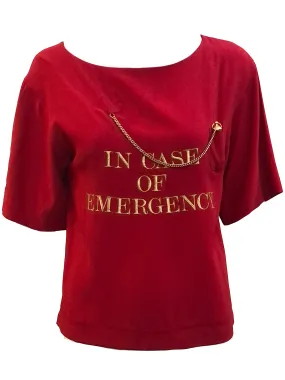 Moschino 80s Fire Engine Red In Case of Emergency Blouse
