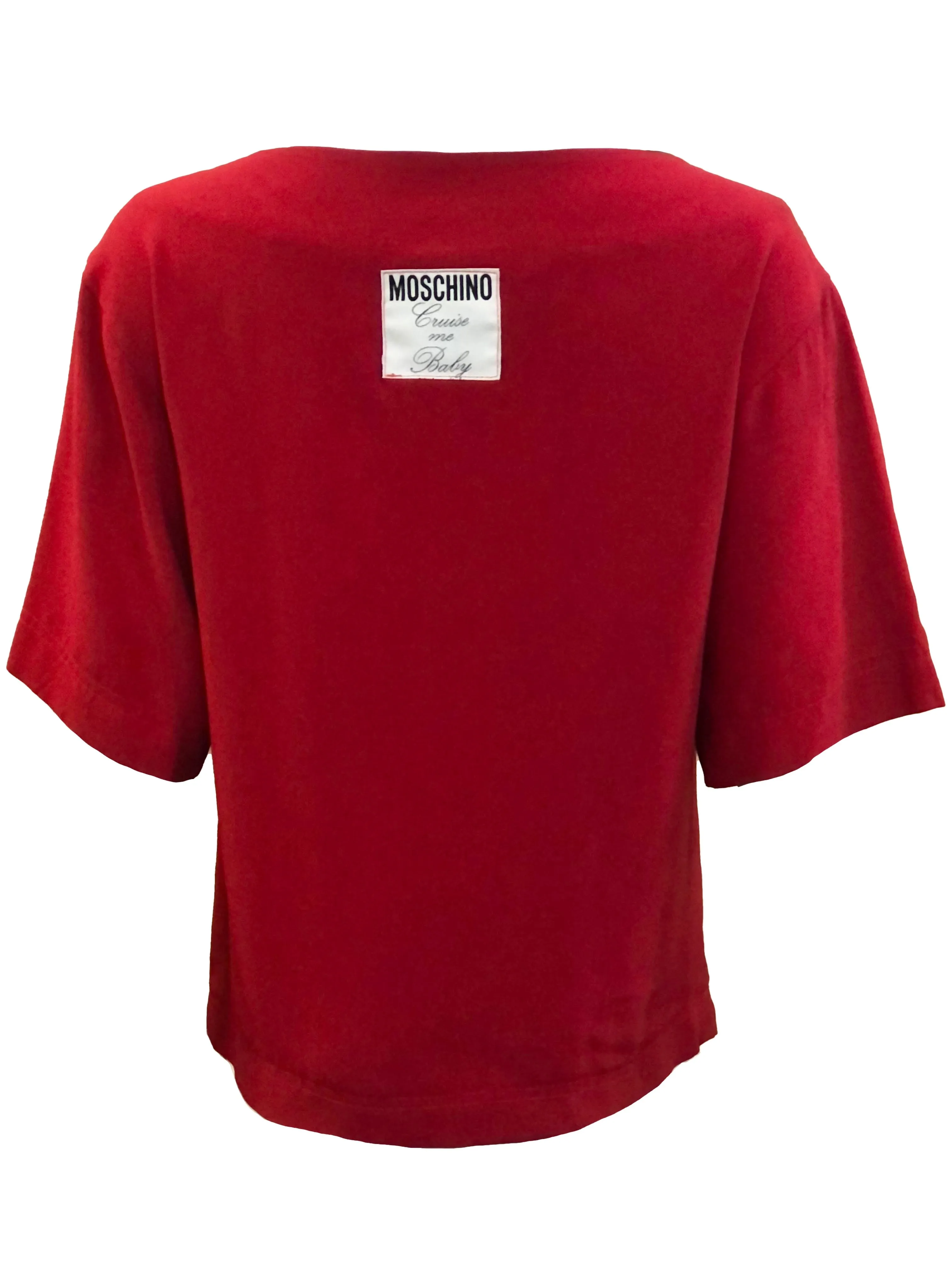Moschino 80s Fire Engine Red In Case of Emergency Blouse
