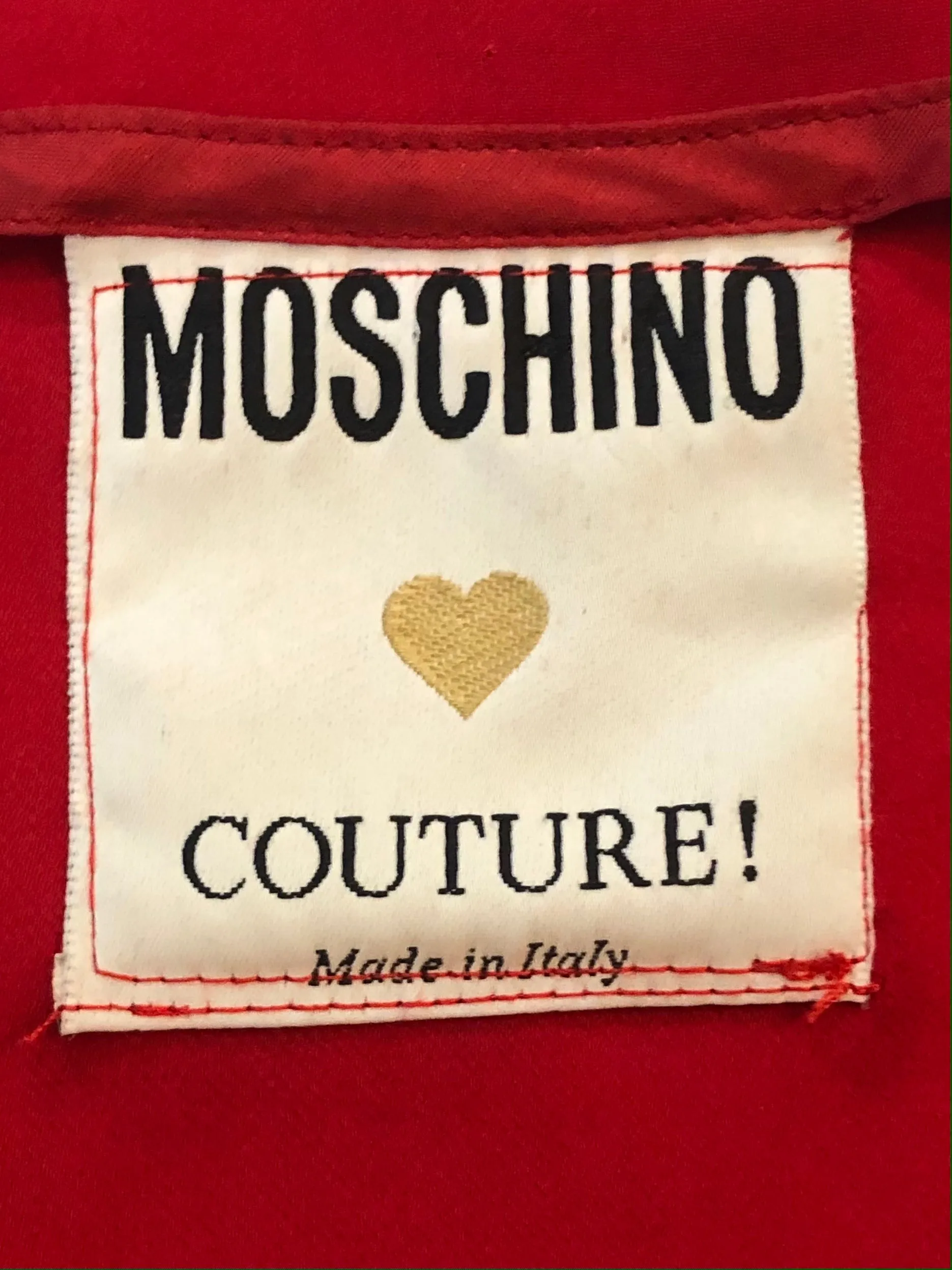 Moschino 80s Fire Engine Red In Case of Emergency Blouse