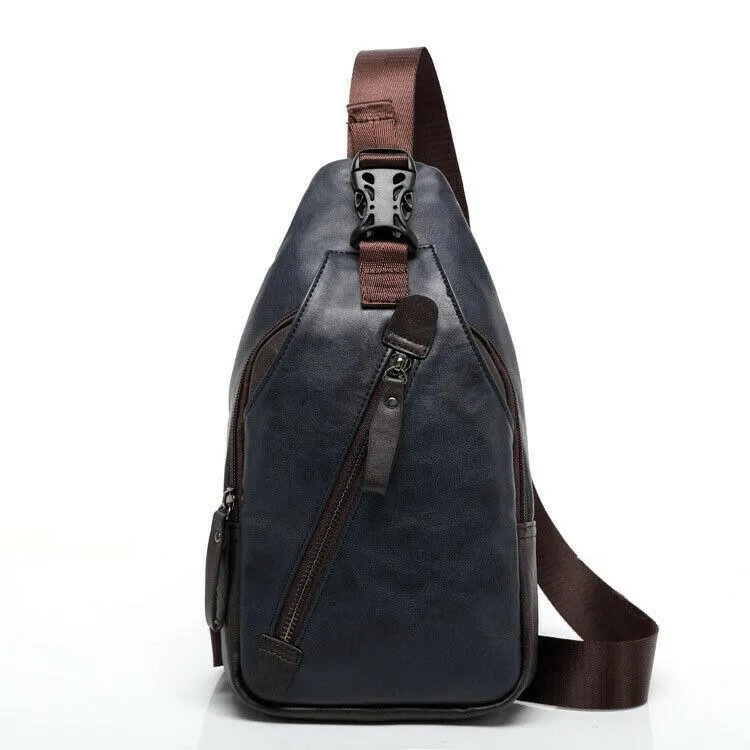 MROYALE™ Mini Sling Men's Leather Chest Crossbody Shoulder Biker Day Bag