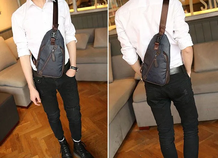 MROYALE™ Mini Sling Men's Leather Chest Crossbody Shoulder Biker Day Bag