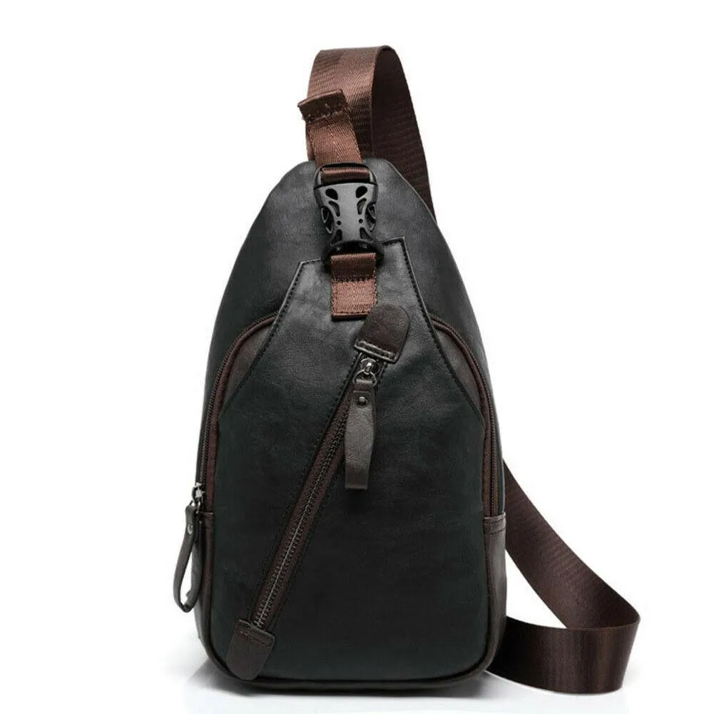 MROYALE™ Mini Sling Men's Leather Chest Crossbody Shoulder Biker Day Bag