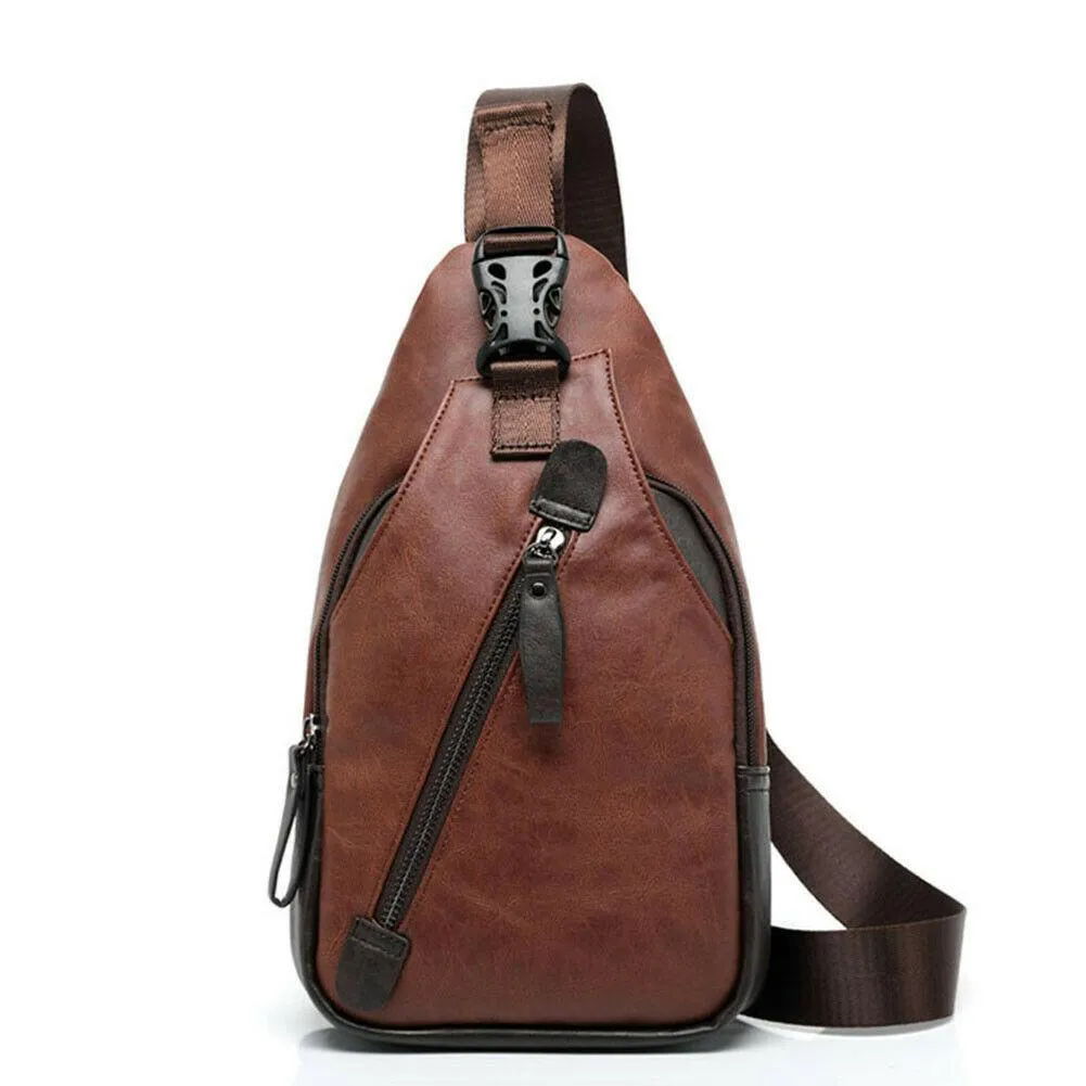 MROYALE™ Mini Sling Men's Leather Chest Crossbody Shoulder Biker Day Bag