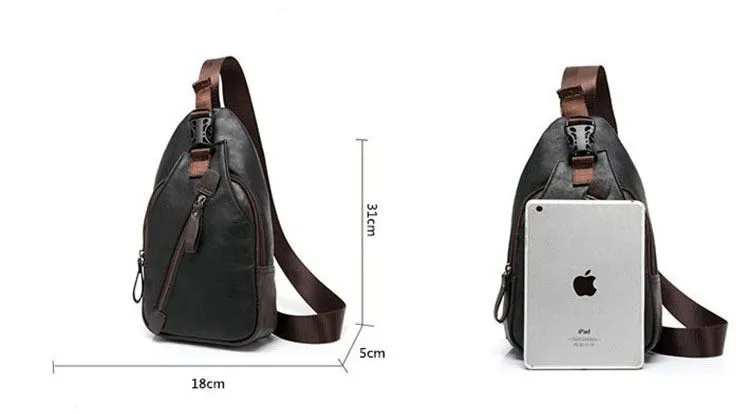 MROYALE™ Mini Sling Men's Leather Chest Crossbody Shoulder Biker Day Bag