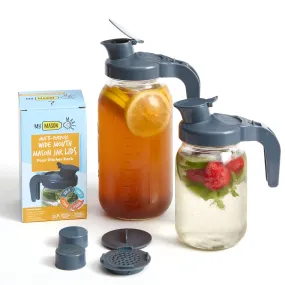 My Mason Makes Multipurpose Pitcher Kit - 2 Wide Mouth Mason Jar Lids, 2 Detachable