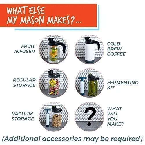 My Mason Makes Multipurpose Starter Kit - 3 Wide Mouth Mason Jar Lids, 1 Detachable
