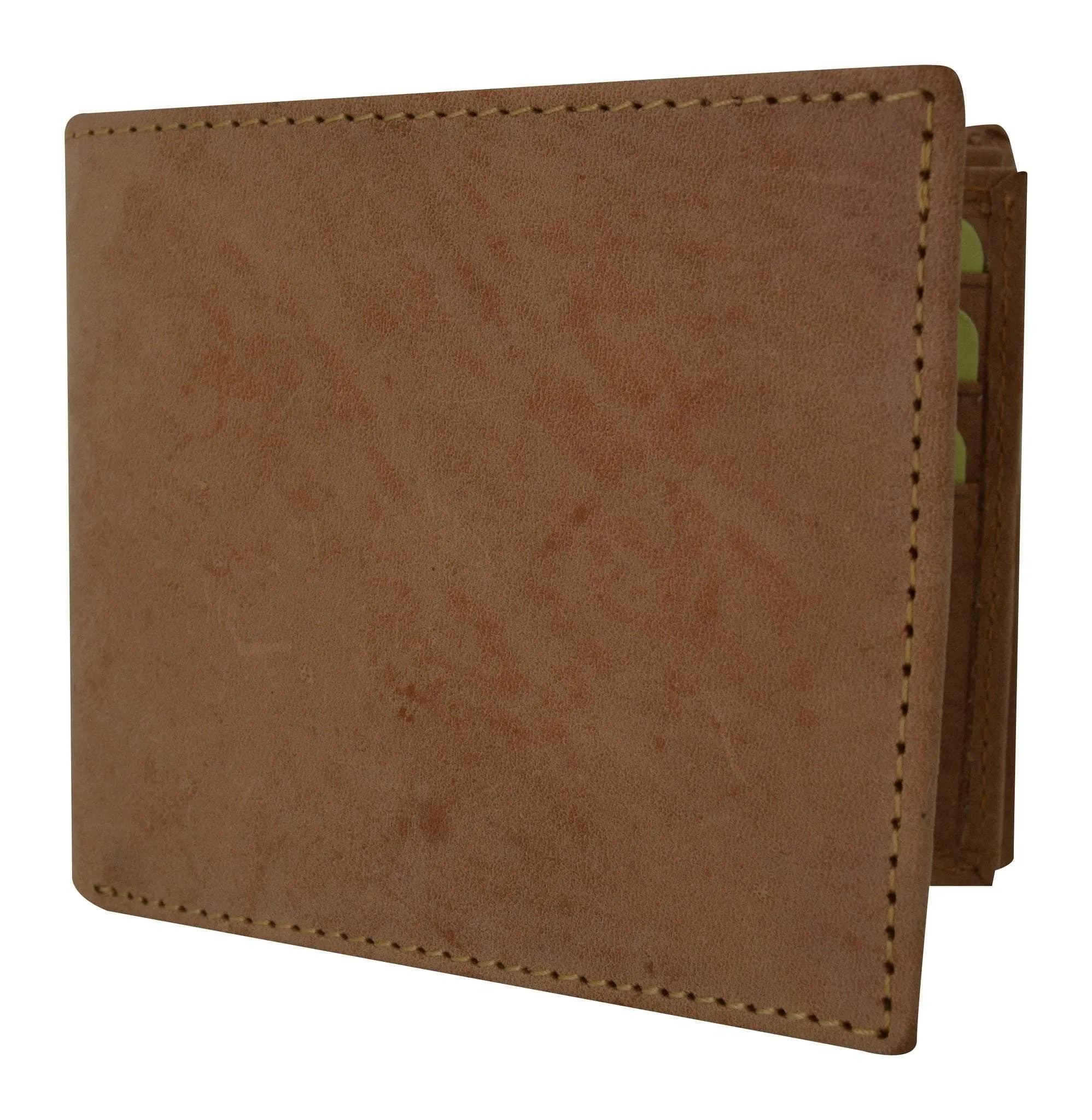 New Cavelio Hunter Premium Leather 2 Center Flaps 2 ID Windows Card Holder Bifold Wallet HU1852 (C)