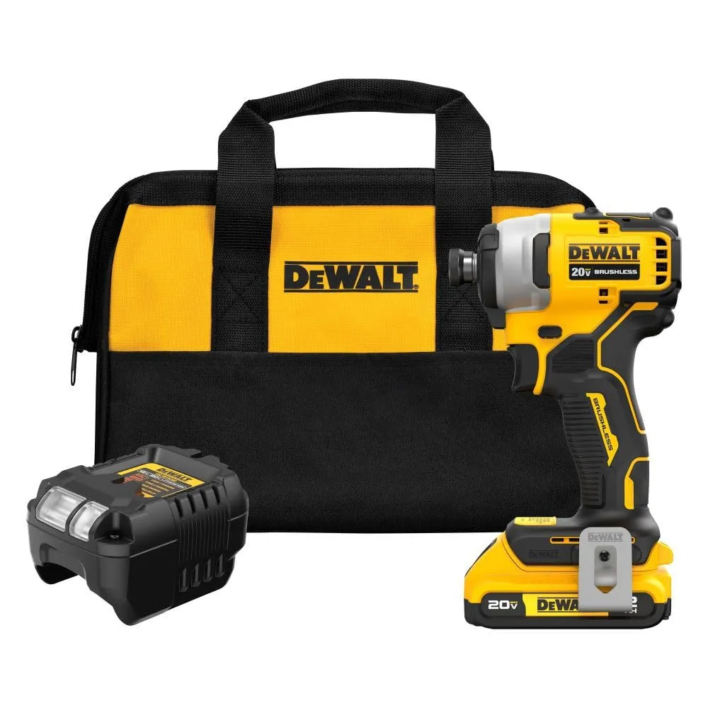 Open Box -  DEWALT ATOMIC 20V Max Lithium-Ion Brushless Cordless Compact 1/4 in. Impact Driver Kit with 2.0Ah Battery, Charger and Bag