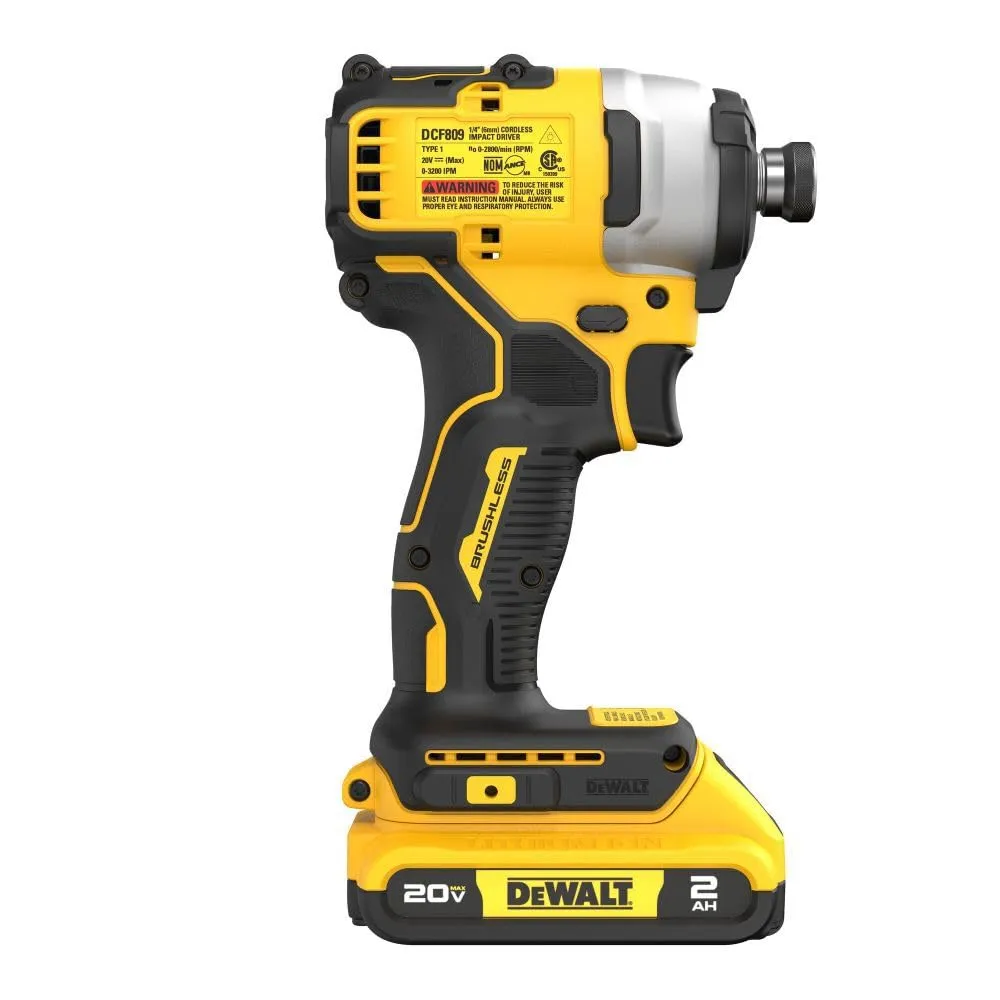 Open Box -  DEWALT ATOMIC 20V Max Lithium-Ion Brushless Cordless Compact 1/4 in. Impact Driver Kit with 2.0Ah Battery, Charger and Bag