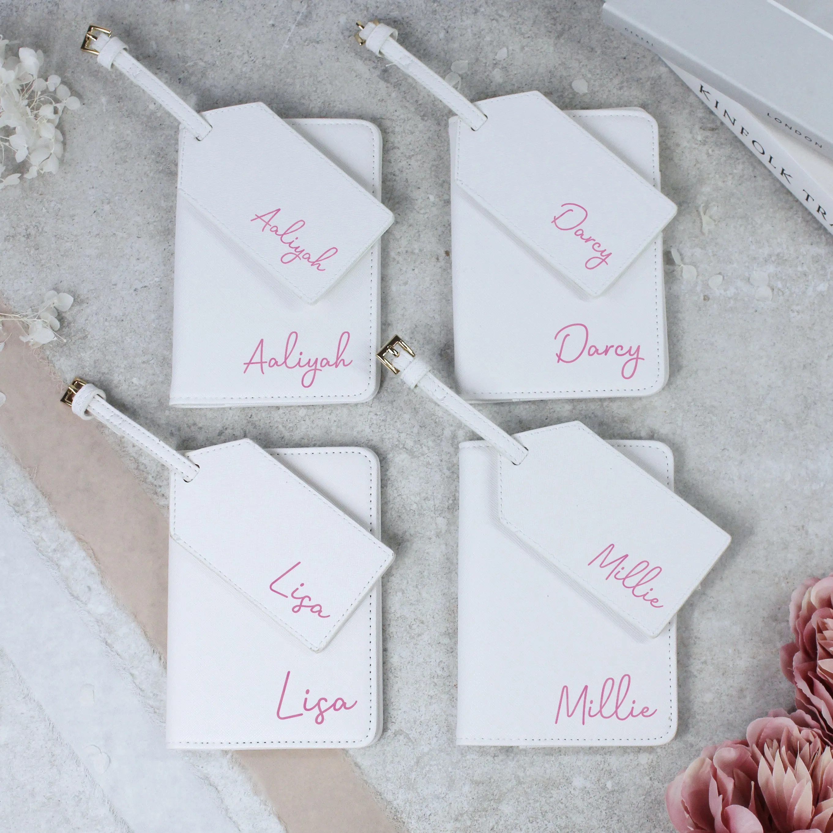 Personalised PU Leather Passport Holder & Luggage Tag Travel Set