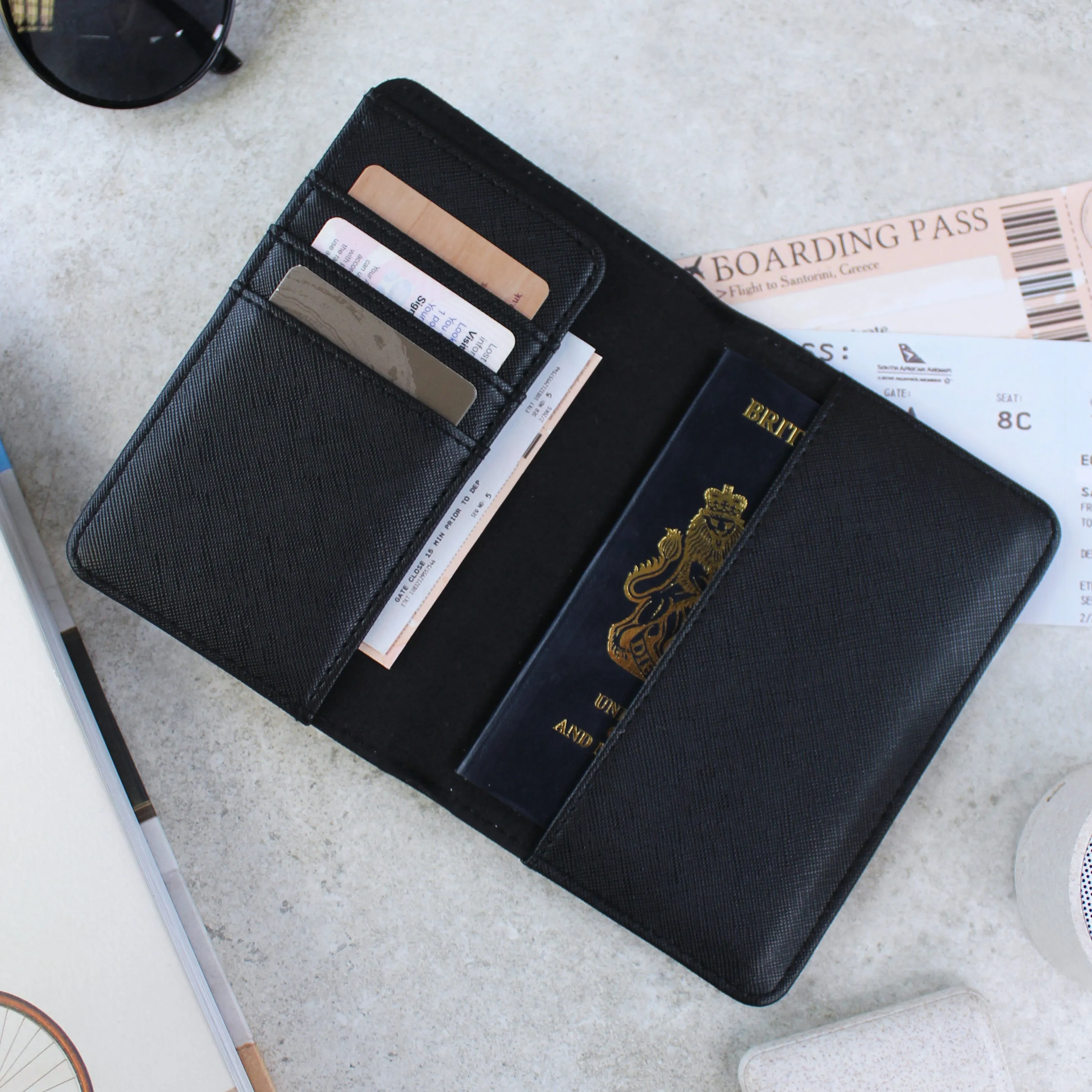 Personalised PU Leather Passport Holder & Luggage Tag Travel Set