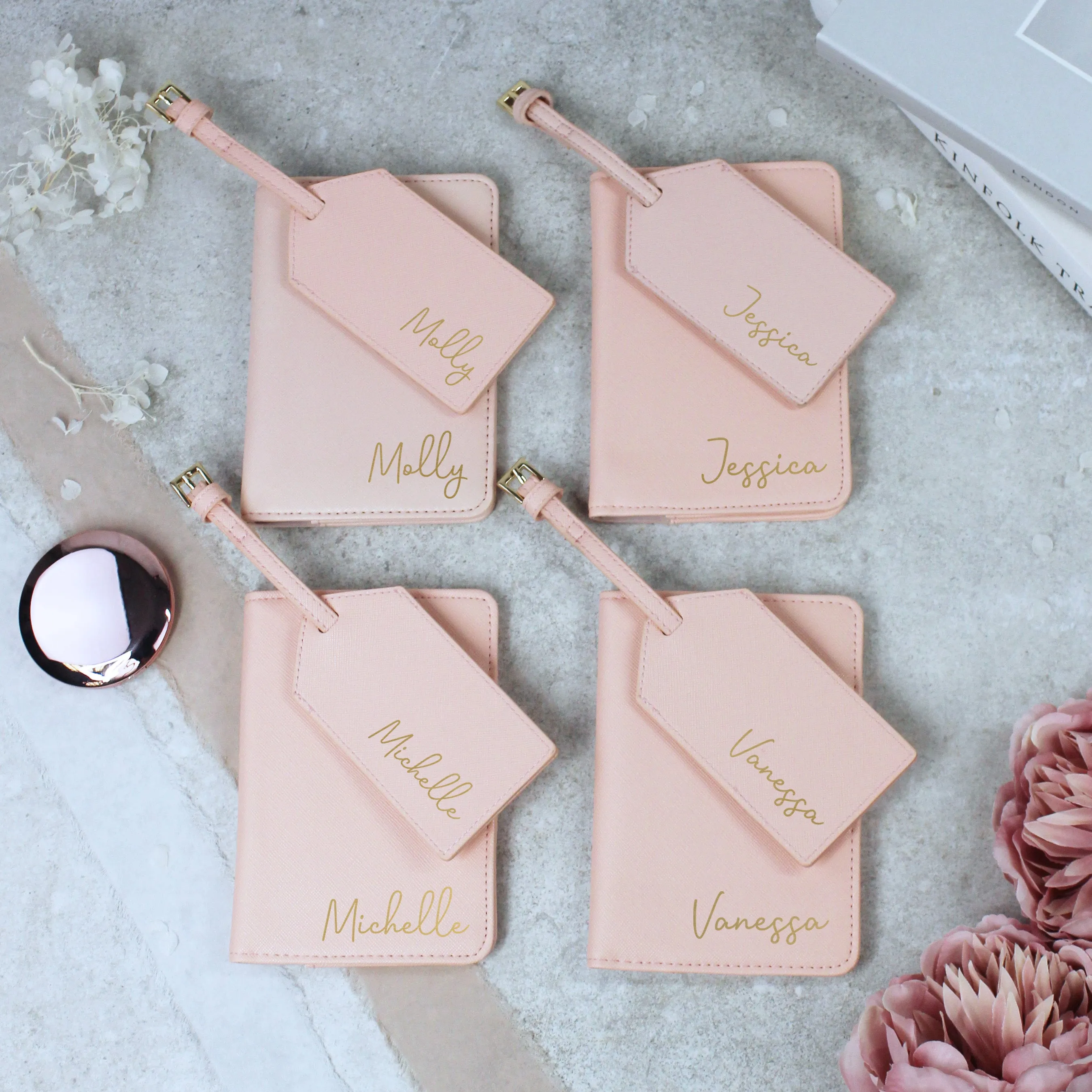 Personalised PU Leather Passport Holder & Luggage Tag Travel Set