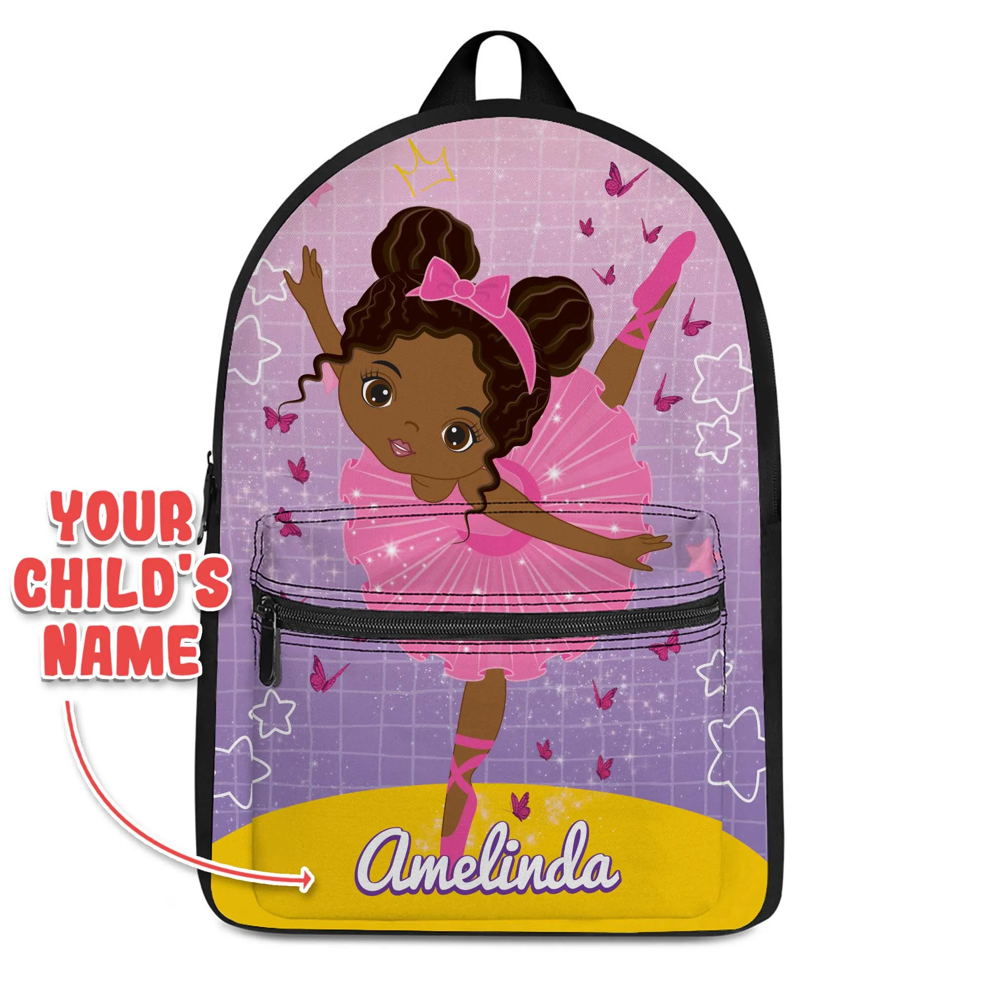 Personalized Ballet Dancing Little Afro Girl Kid Backpack