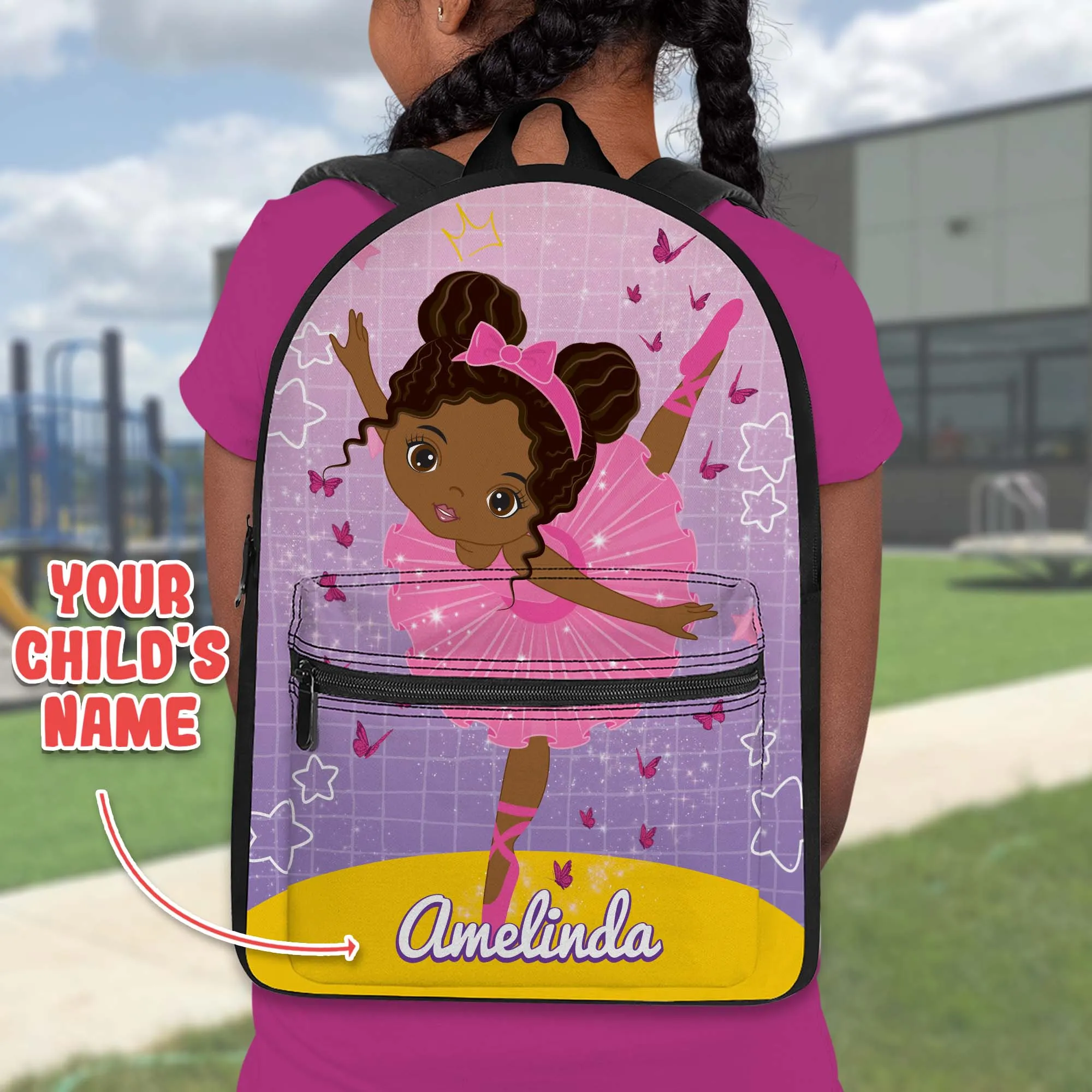 Personalized Ballet Dancing Little Afro Girl Kid Backpack