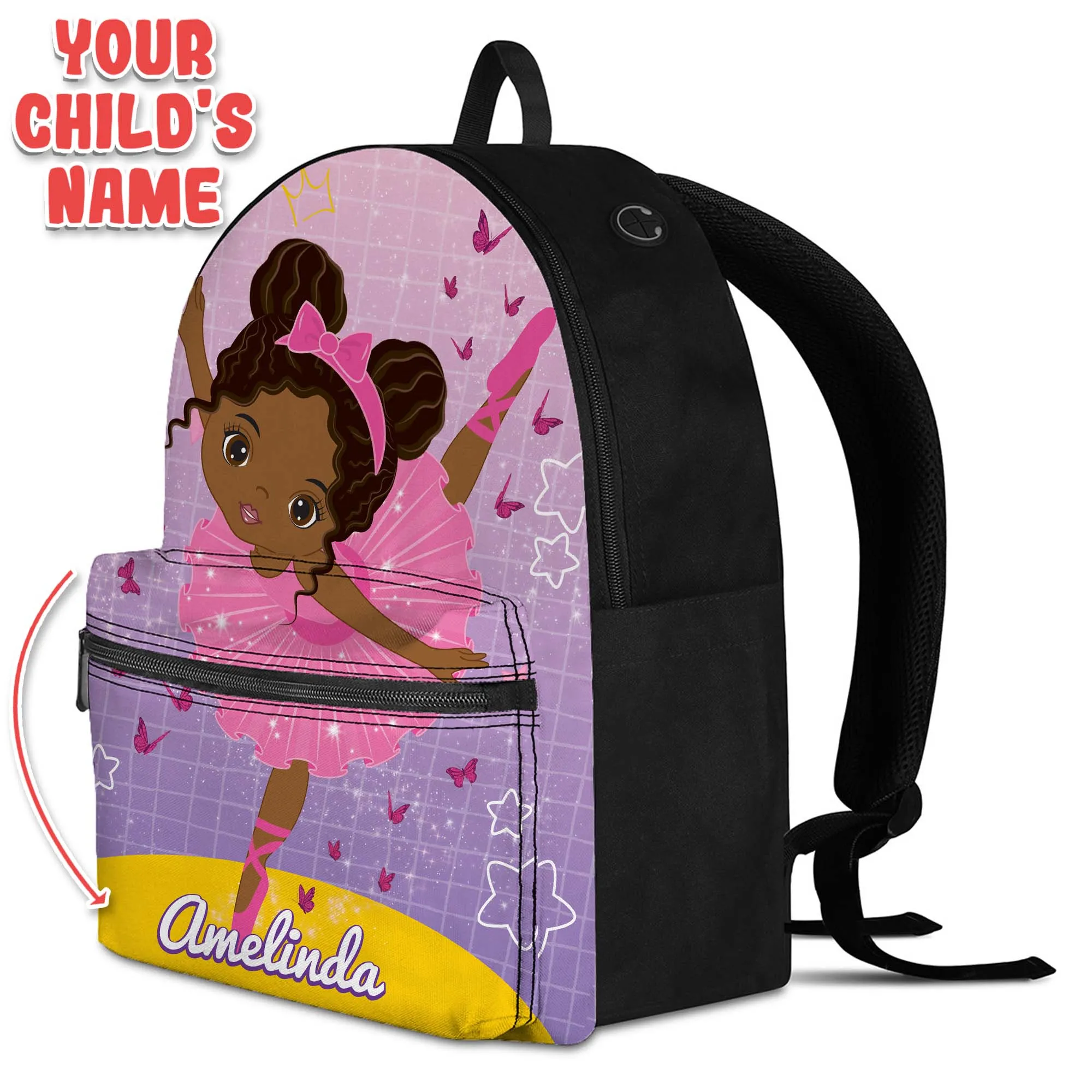 Personalized Ballet Dancing Little Afro Girl Kid Backpack