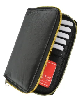 RFID Premium Leather Men's Passport Bifold Zip Around Wallet ID & Credit Card Holder RFID P 701