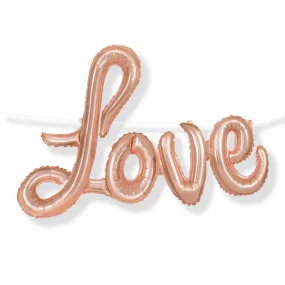Rose Gold "Love" Foil Script Letter Balloon Banner Kit, 36 Inches Tall