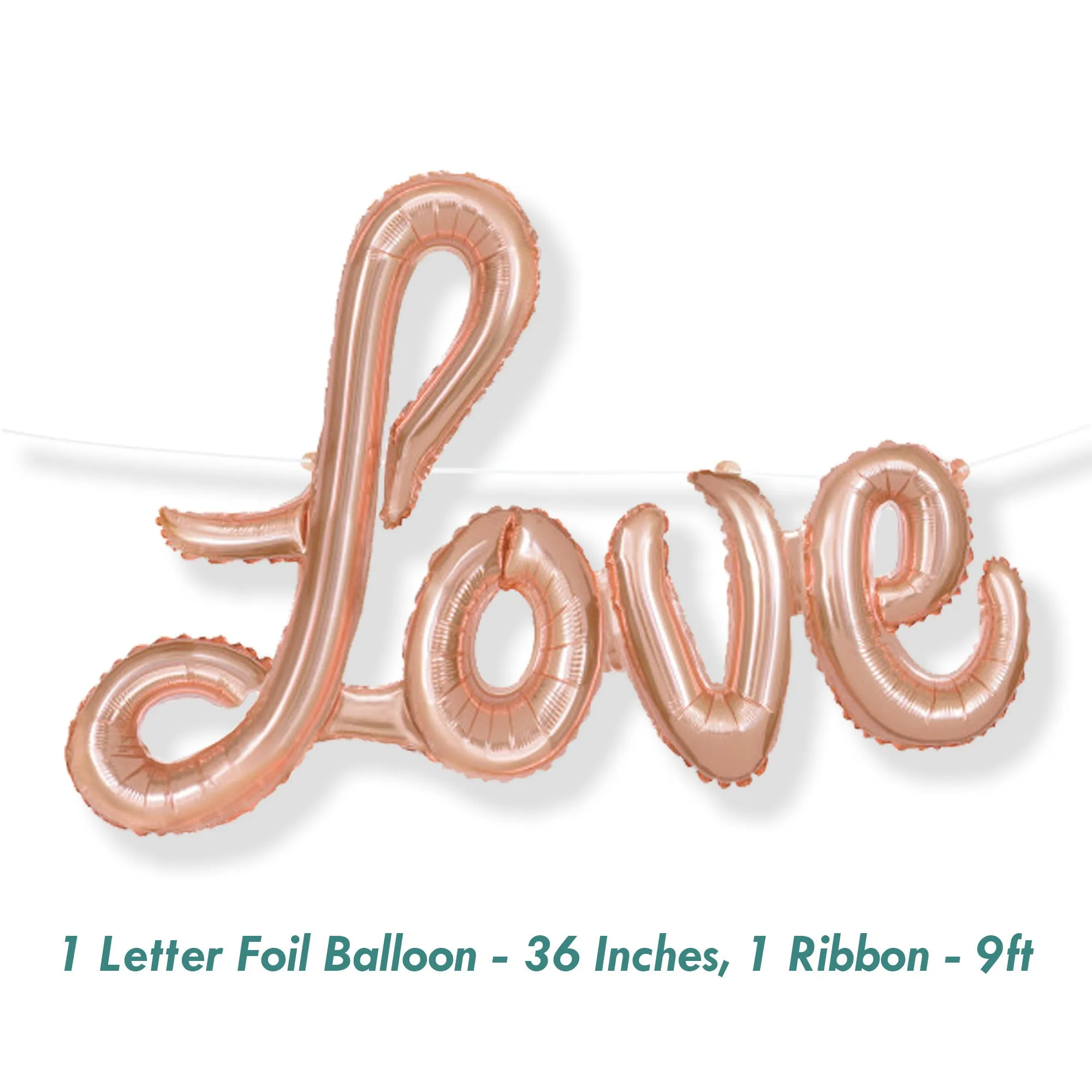 Rose Gold "Love" Foil Script Letter Balloon Banner Kit, 36 Inches Tall