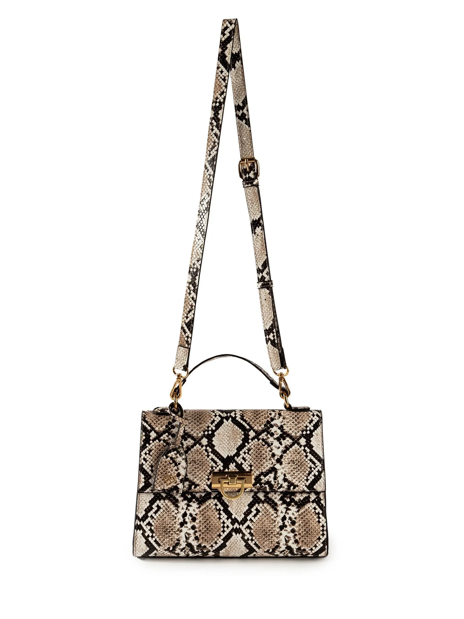 Snake Print Top-Handle Bag