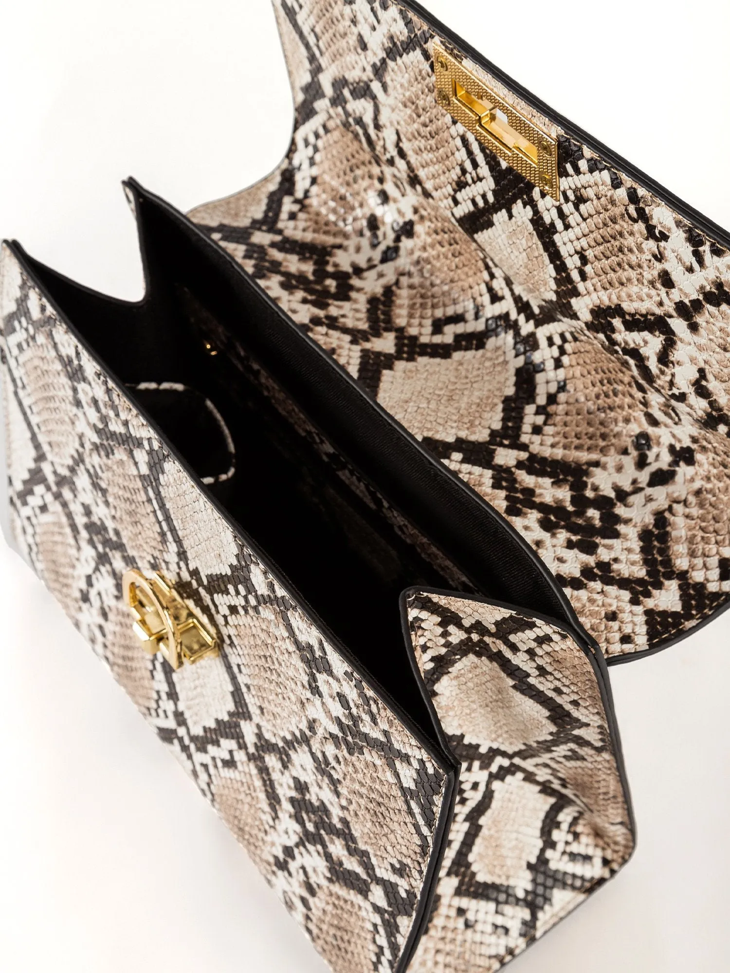 Snake Print Top-Handle Bag