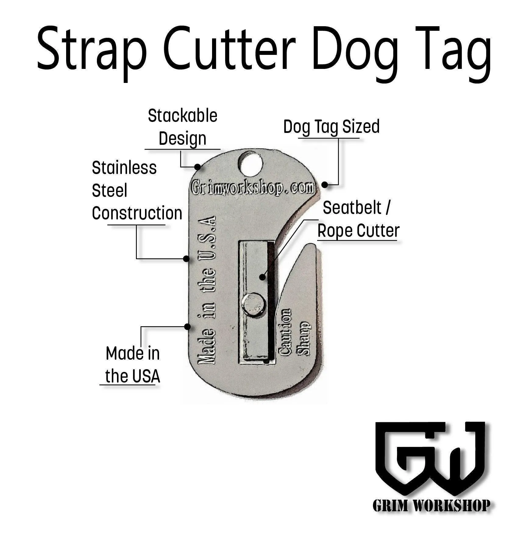 Strap and Seat belt Cutter Dog Tag Survival Necklace