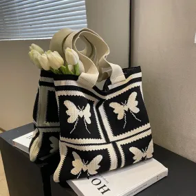 TAVIMART  -  Butterfly Shoulder Bags Bohemian Women Bag Fashion Casual Polyester Knitted Handbag Summmer Vacation Bag Large Shopper Tote