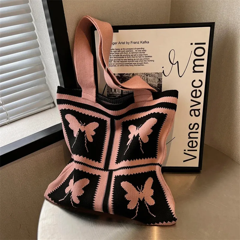 TAVIMART  -  Butterfly Shoulder Bags Bohemian Women Bag Fashion Casual Polyester Knitted Handbag Summmer Vacation Bag Large Shopper Tote