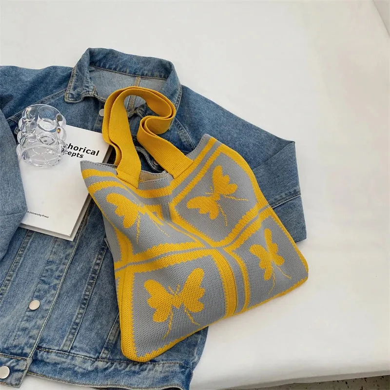 TAVIMART  -  Butterfly Shoulder Bags Bohemian Women Bag Fashion Casual Polyester Knitted Handbag Summmer Vacation Bag Large Shopper Tote