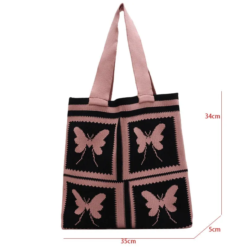 TAVIMART  -  Butterfly Shoulder Bags Bohemian Women Bag Fashion Casual Polyester Knitted Handbag Summmer Vacation Bag Large Shopper Tote