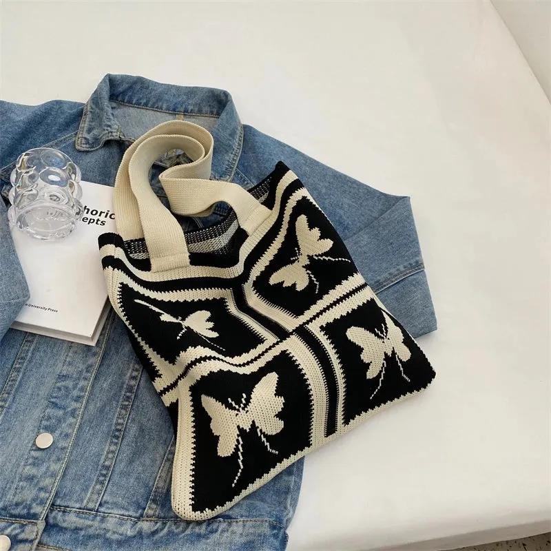 TAVIMART  -  Butterfly Shoulder Bags Bohemian Women Bag Fashion Casual Polyester Knitted Handbag Summmer Vacation Bag Large Shopper Tote