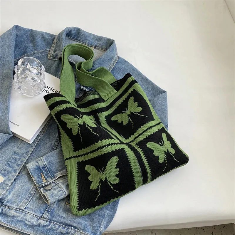 TAVIMART  -  Butterfly Shoulder Bags Bohemian Women Bag Fashion Casual Polyester Knitted Handbag Summmer Vacation Bag Large Shopper Tote
