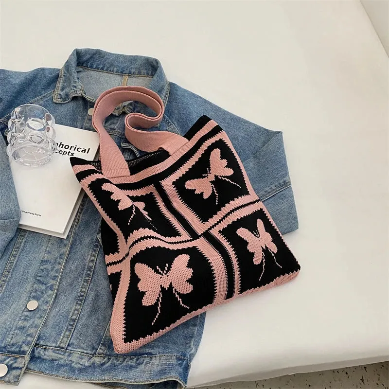 TAVIMART  -  Butterfly Shoulder Bags Bohemian Women Bag Fashion Casual Polyester Knitted Handbag Summmer Vacation Bag Large Shopper Tote