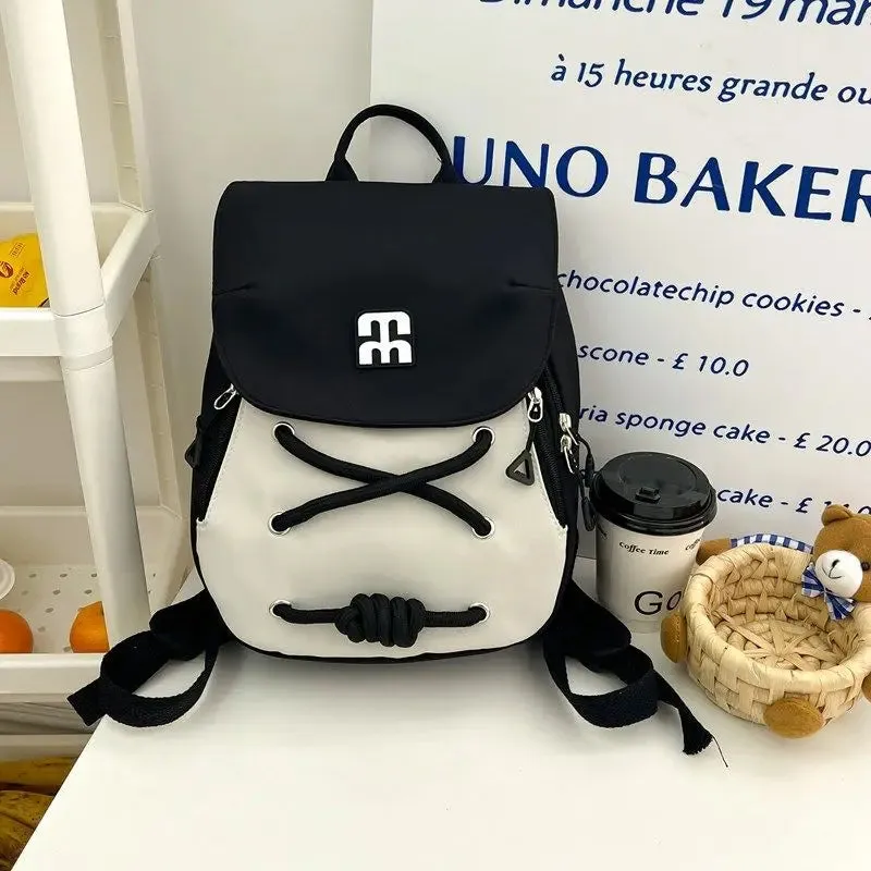 TAVIMART  -  Contrast Color Criss-cross  Small Girl Fashion Backpack Casual Schoolbag Handbag Student Leisure Travel Backpack