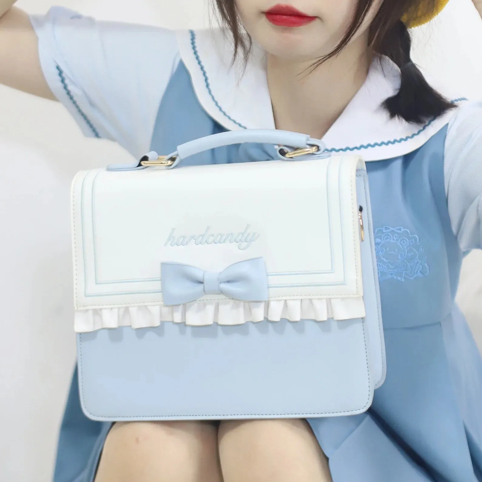 TAVIMART  -  Cute Lolita Bag Female Japanese Harajuku Bowknot Crossbody Shoulder Bag Kawaii Girls Backpack Handbags For Women 3 Purpose