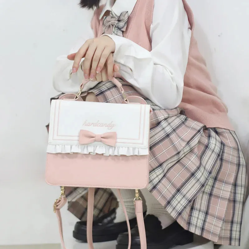 TAVIMART  -  Cute Lolita Bag Female Japanese Harajuku Bowknot Crossbody Shoulder Bag Kawaii Girls Backpack Handbags For Women 3 Purpose