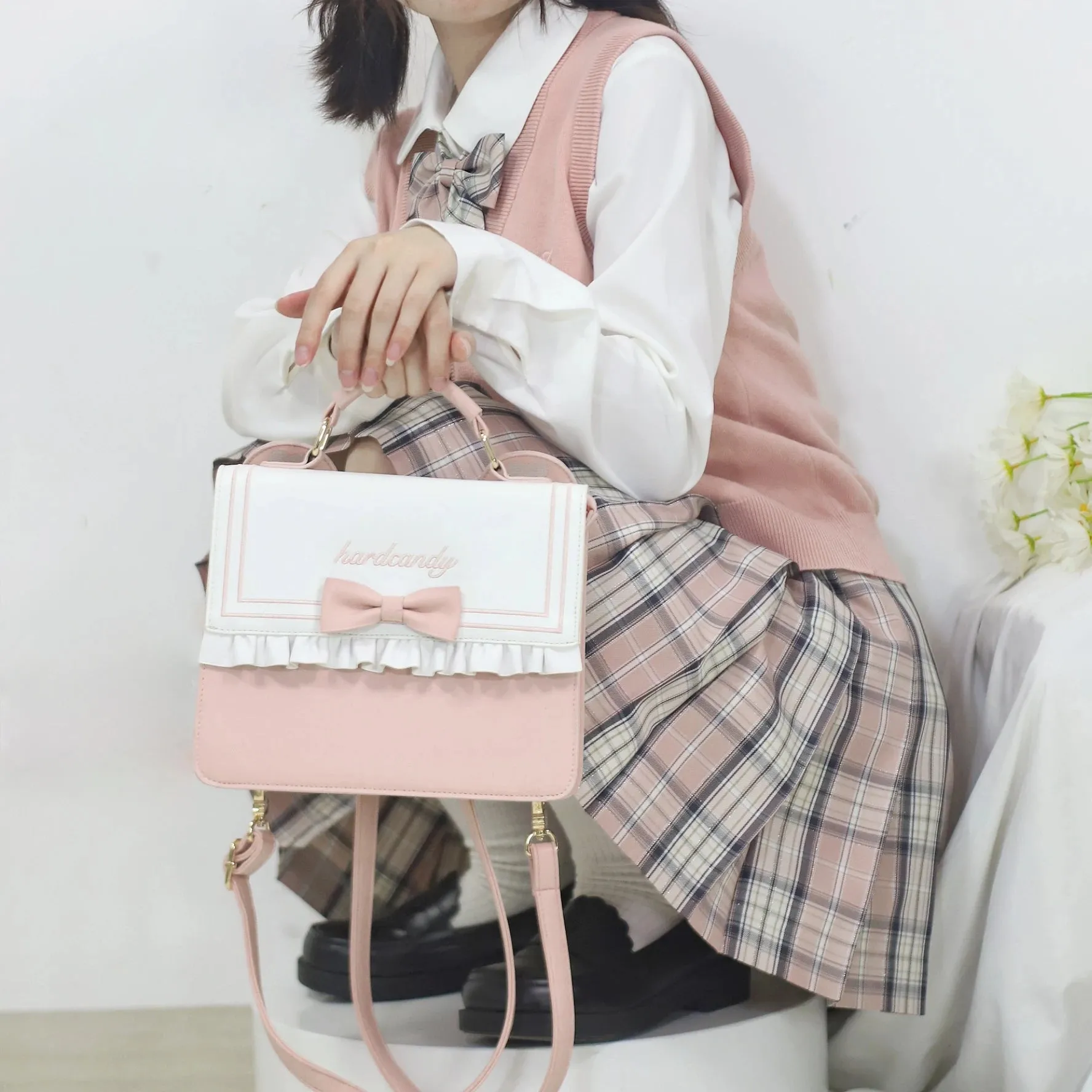 TAVIMART  -  Cute Lolita Bag Female Japanese Harajuku Bowknot Crossbody Shoulder Bag Kawaii Girls Backpack Handbags For Women 3 Purpose