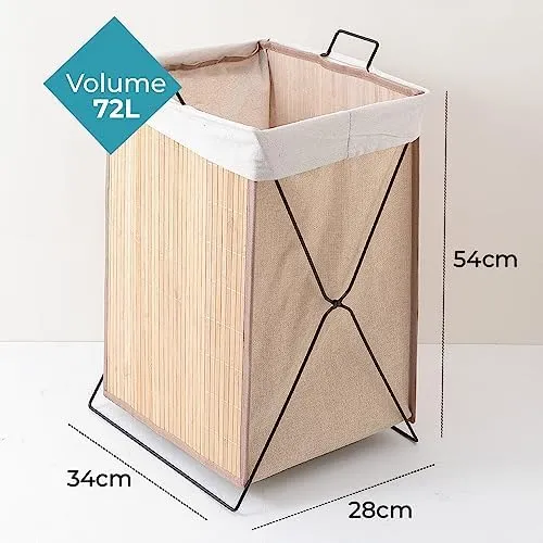 The Better Home Bamboo Laundry Bag 72 Litres (Pack of 4) | Foldable Laundry Basket For Clothes | Washing Clothes Basket | Clothes Bin - Light Brown