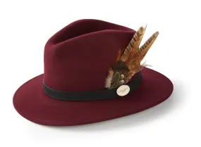 The Suffolk Fedora in Maroon (Bronze Feather)