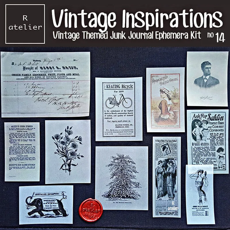 Vintage Inspirations Scrapbooking Stickers Paper Ephemera Kit (14)