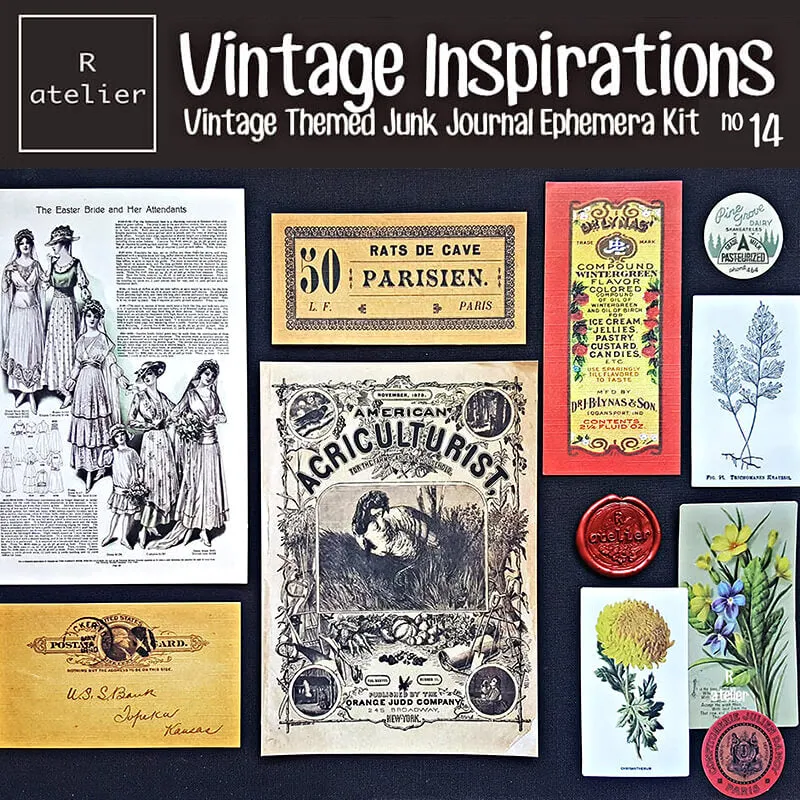 Vintage Inspirations Scrapbooking Stickers Paper Ephemera Kit (14)
