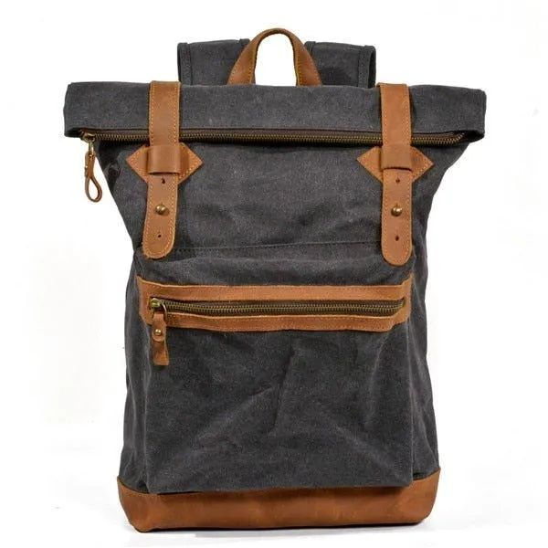 Vintage Roll Top Backpack Rucksack Travel