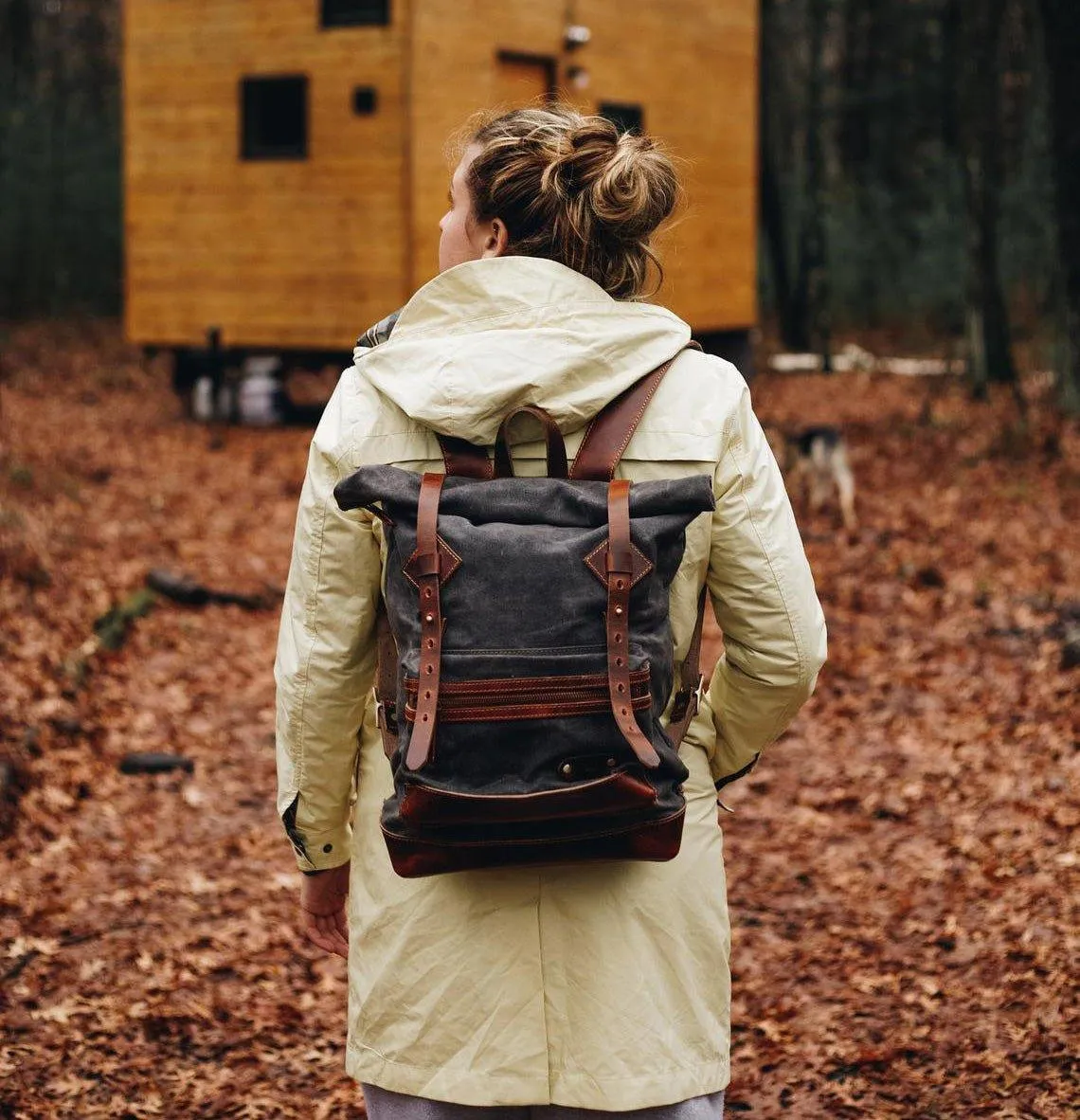 Vintage Roll Top Backpack Rucksack Travel