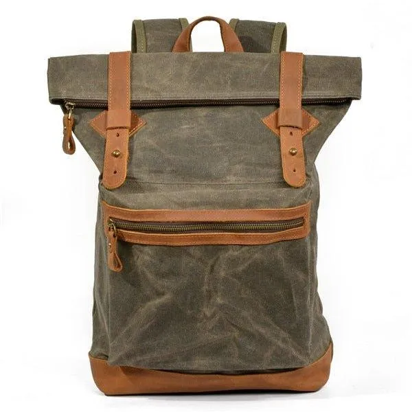 Vintage Roll Top Backpack Rucksack Travel
