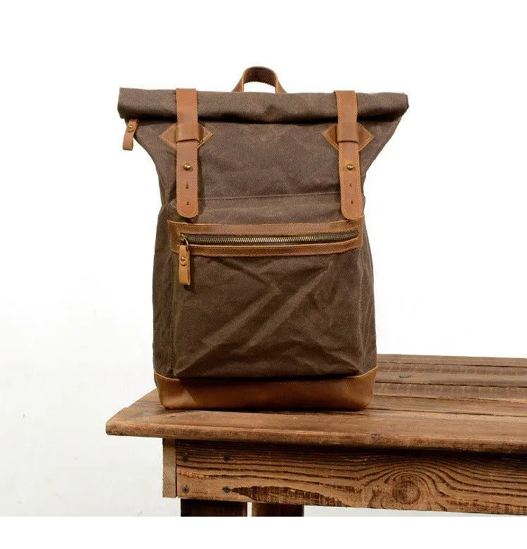 Vintage Roll Top Backpack Rucksack Travel