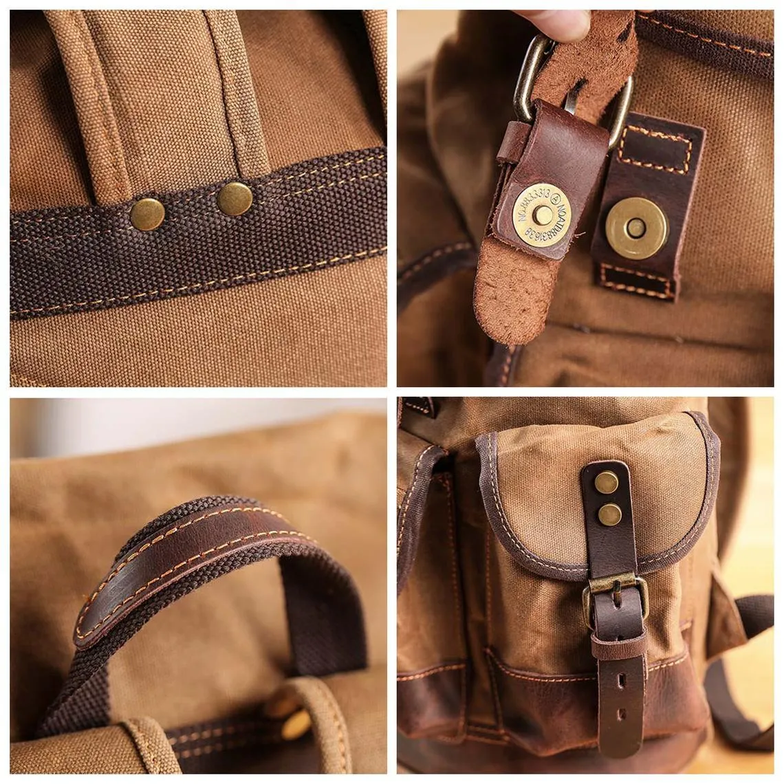 Vintage Waxed Canvas Backpack Waterproof for Men