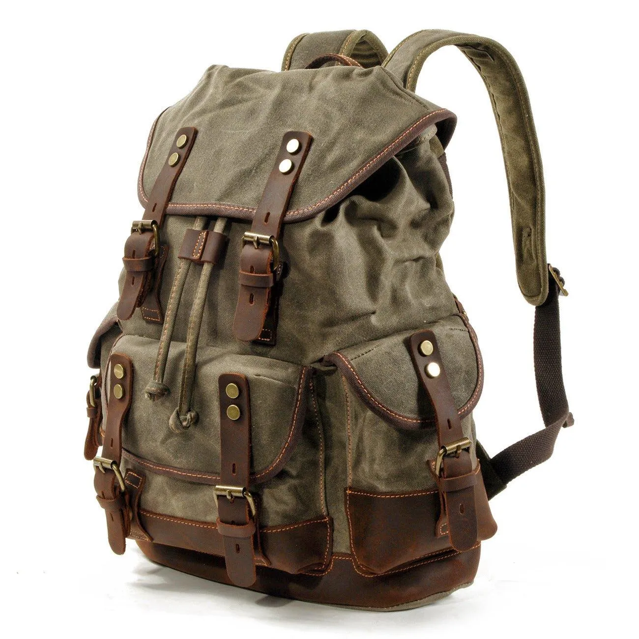 Vintage Waxed Canvas Backpack Waterproof for Men
