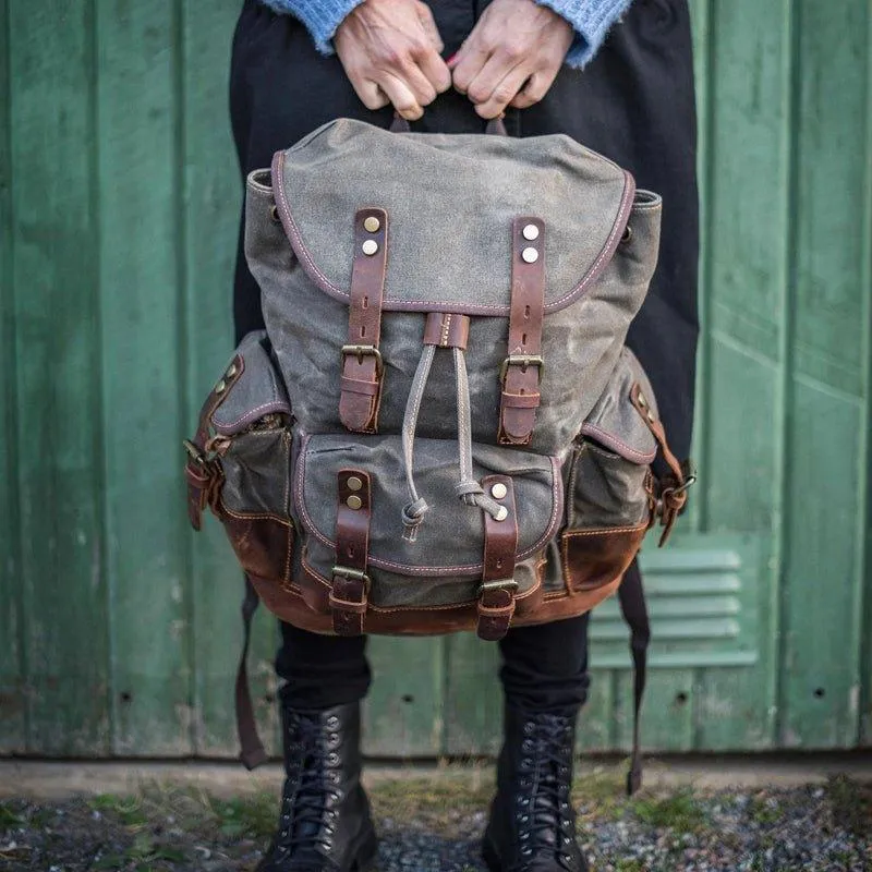 Vintage Waxed Canvas Backpack Waterproof for Men