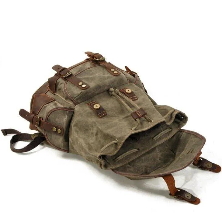 Vintage Waxed Canvas Backpack Waterproof for Men